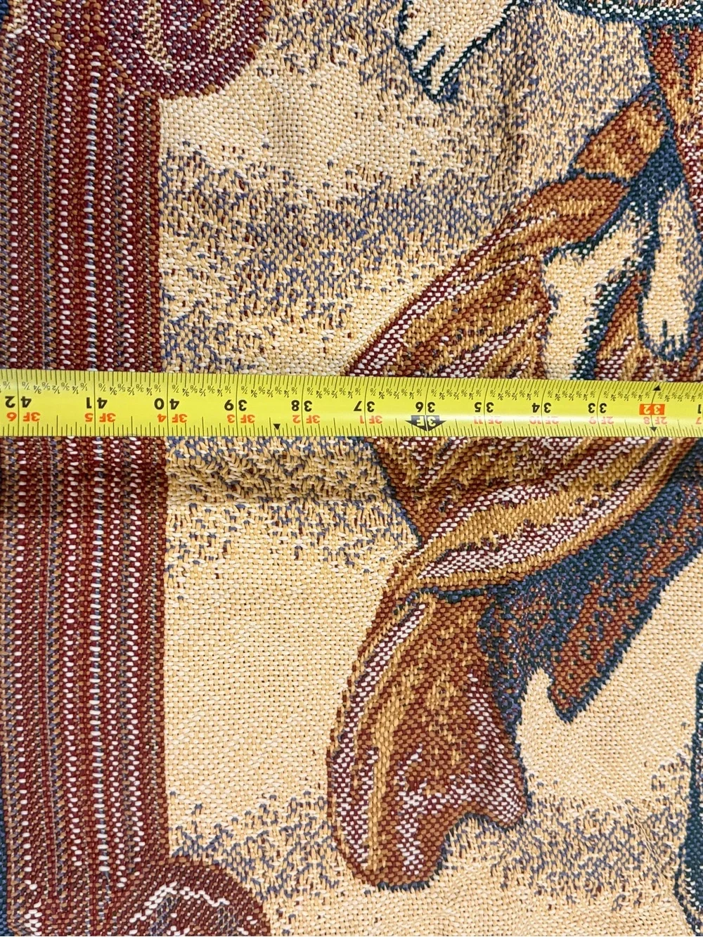Vtg Guardian Angel Blue Tapestry Throw Blanket Woven Wall  Cotton Poly Acrylic